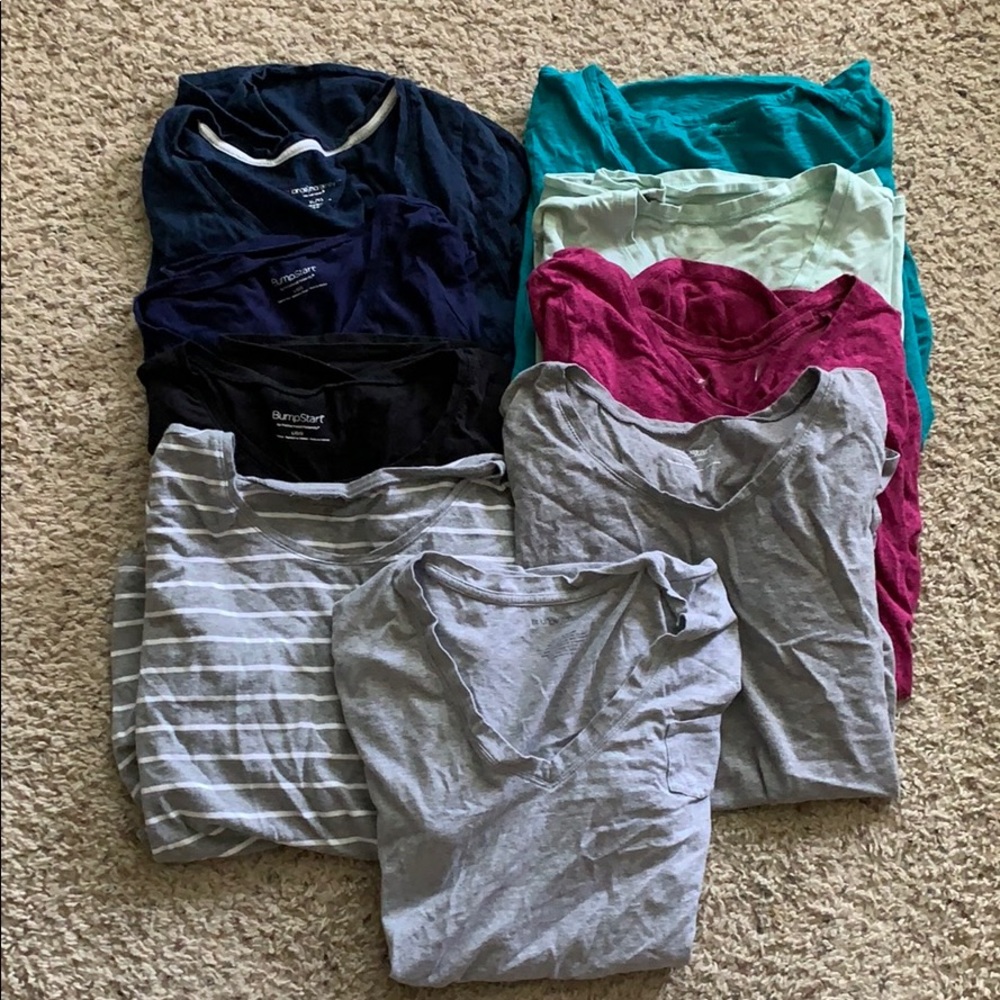 Lot of 9 short sleeve maternity shirts size L/XL